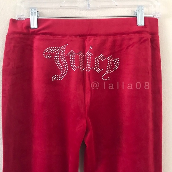 JUICY COUTURE Velour OG Bling Tracksuit Hoodie & Pant Set Coco Red Size S - Picture 10 of 15